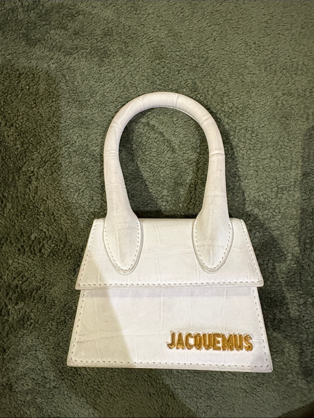 Jacquemus Cream Mini Handle Bag with Gold Logo